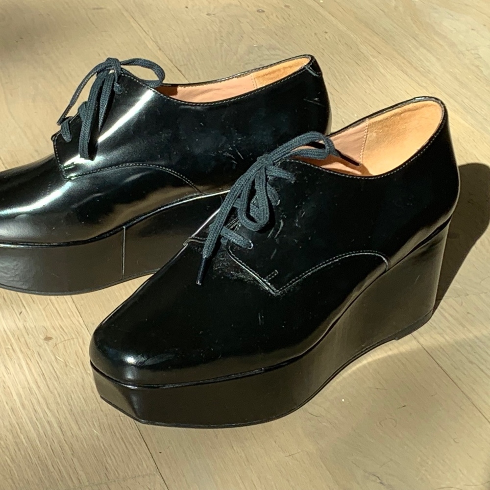 Robert Clergerie Lace Up Platform Wedges Black